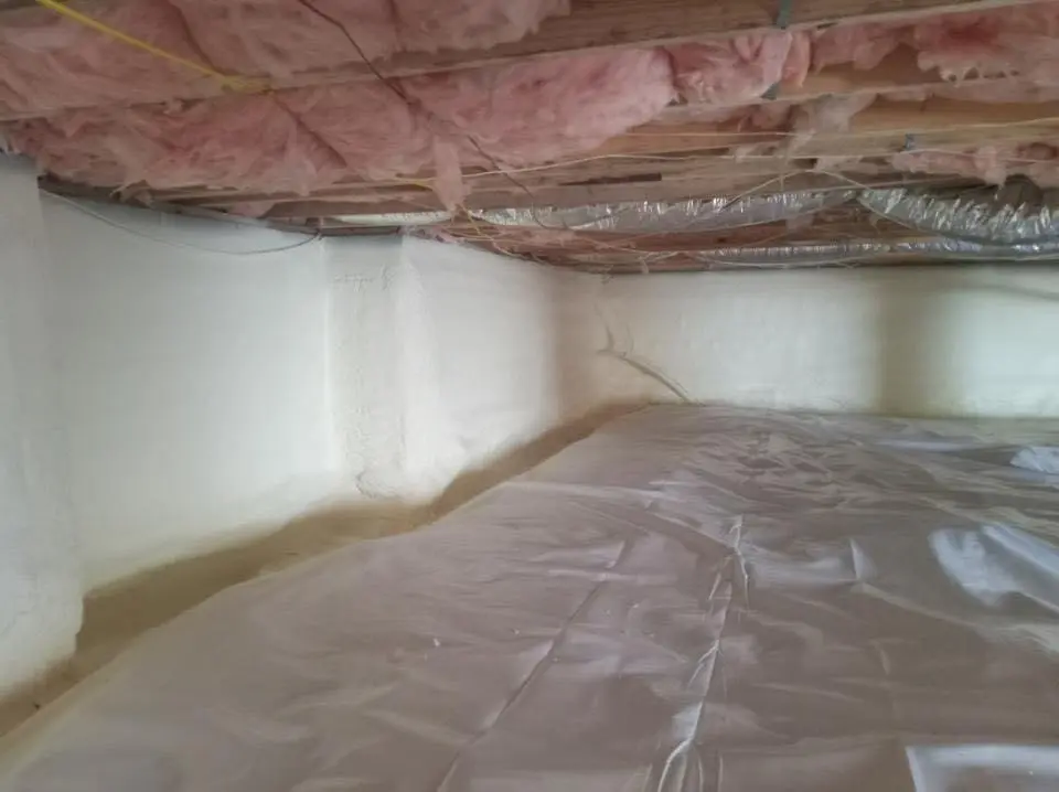 Crawl space encapsulation with closed-cell spray foam for Commercial Roof Restoration in Dunmore